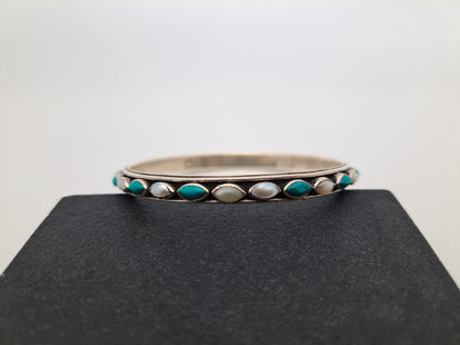 Antique Finish Turquise and MOP Bangle Single