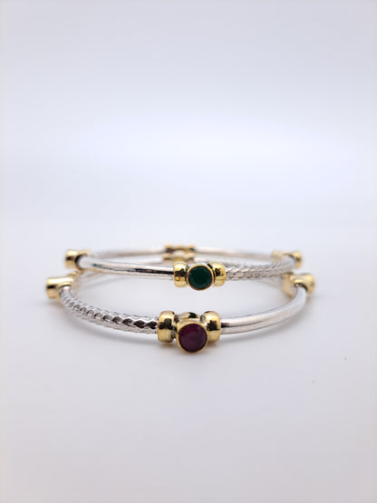 2 in 1 Red & Green Stone Kada