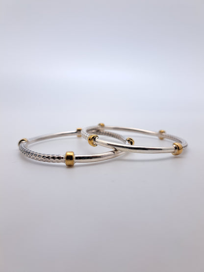 2 in 1 Miller Design Gold Color Beads Bangle
