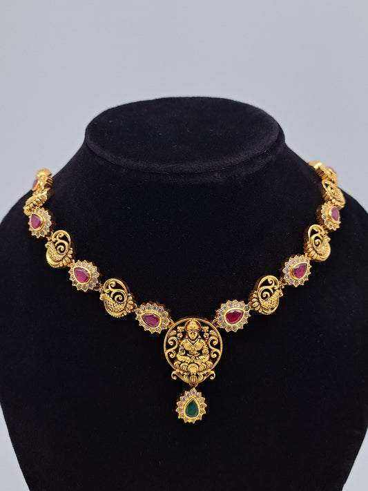 Antique Finish Red and Green Temple Jewellery