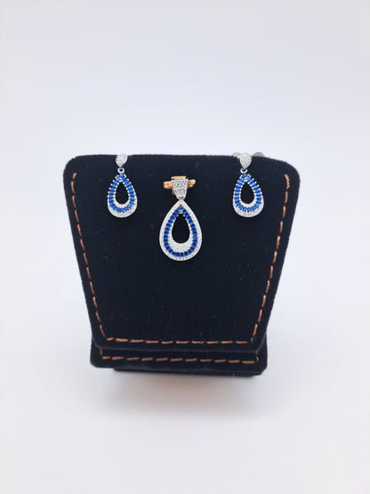 White and Navy Blue Stone Pendant
