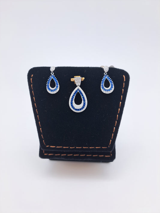 White and Navy Blue Stone Pendant
