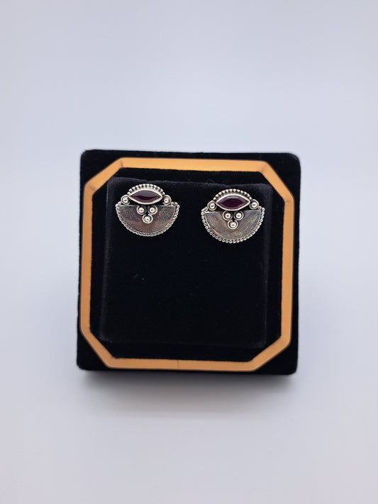 Eye shaped Ruby Stud