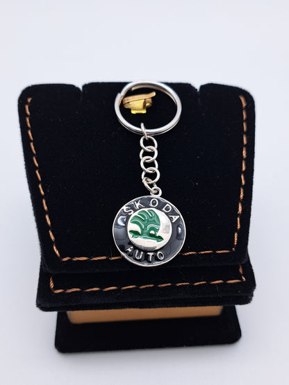 Skoda Enamel Silver Keychain
