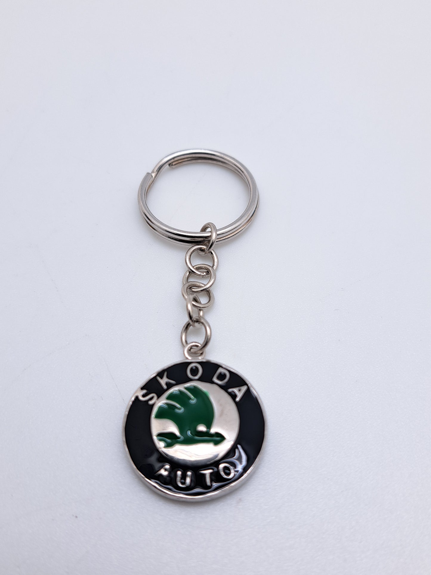 Skoda Enamel Silver Keychain