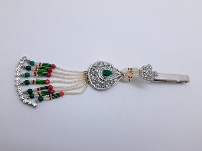 Green stone pearl drops Keychain