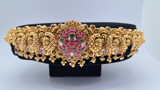 Antique Finish Nagas Swan with Red and Green stones(Price on Request)