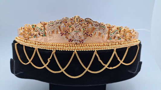 Lakshmi and Peacock Odiyanam  with CZ Stones (Price on Request)