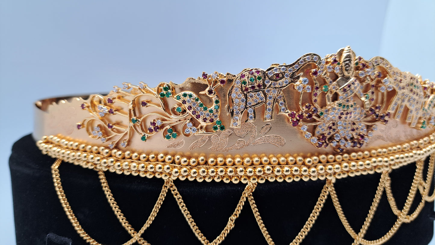 Lakshmi and Peacock Odiyanam  with CZ Stones (Price on Request)