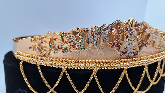 Lakshmi and Peacock Odiyanam  with CZ Stones (Price on Request)