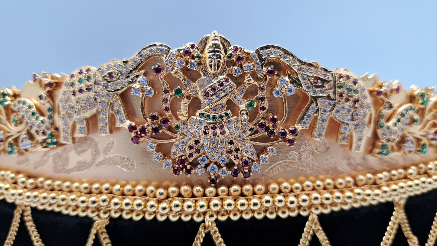 Lakshmi and Peacock Odiyanam  with CZ Stones (Price on Request)
