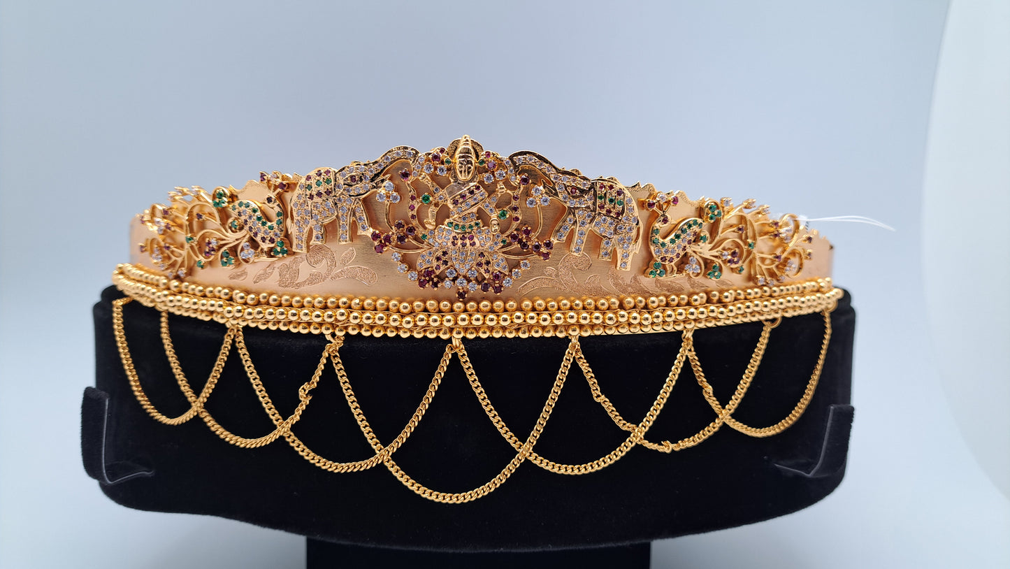 Lakshmi and Peacock Odiyanam  with CZ Stones (Price on Request)
